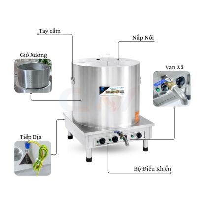 Nồi nấu phở 160 lít Atlantis Square đế vuông mâm nhiệt AL18160S 17 Nồi nấu phở 160 lít Atlantis Square đế vuông mâm nhiệt