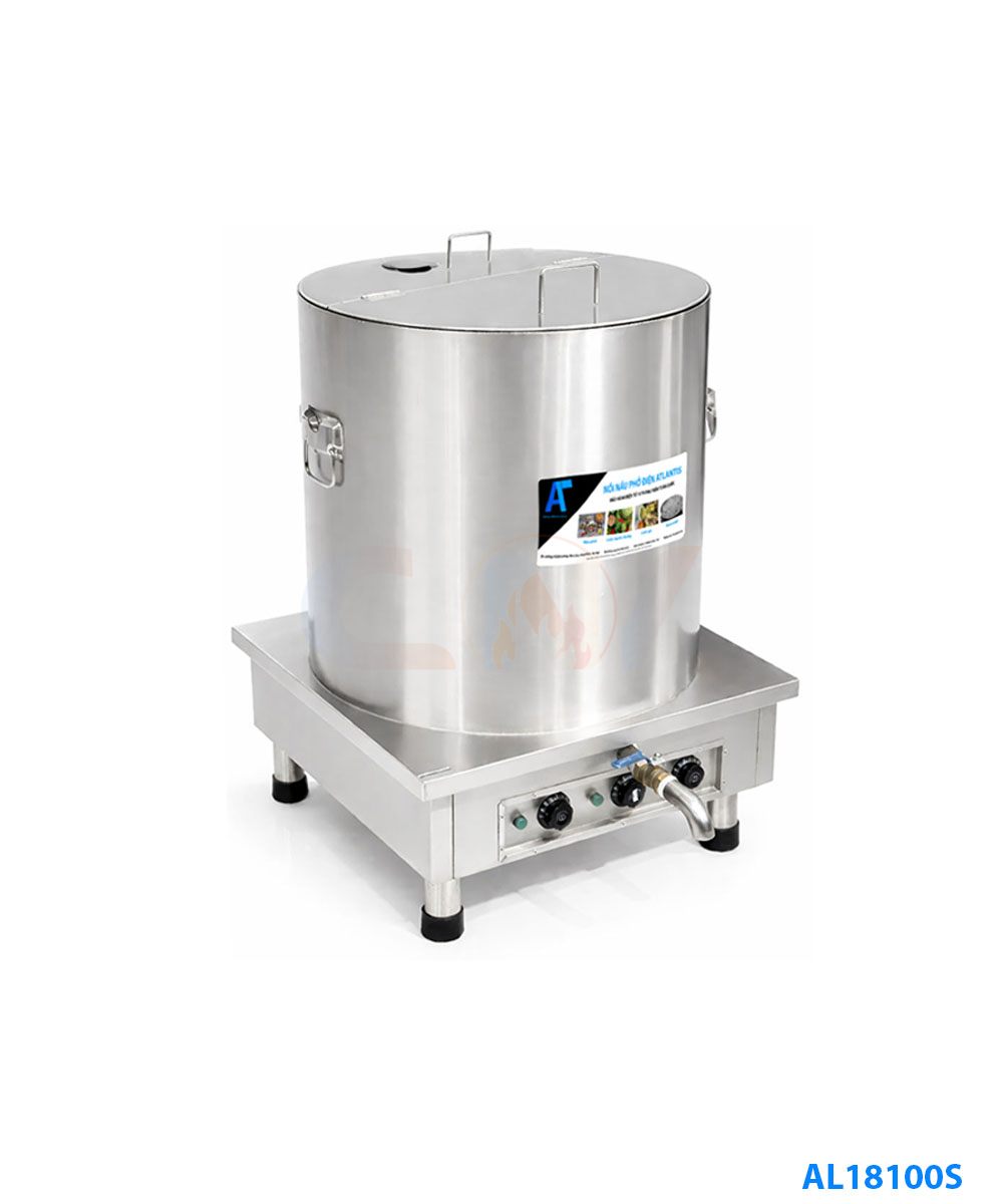 Nồi nấu phở 100 lít Atlantis Square đế vuông mâm nhiệt AL18100S 1 Nồi nấu phở điện Atlantis 100 lít Square AL18100S