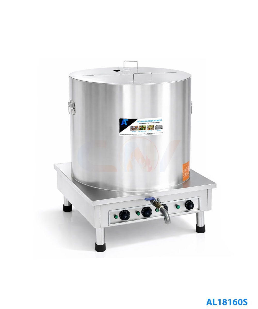 Nồi nấu phở 160 lít Atlantis Square đế vuông mâm nhiệt AL18160S 1 Nồi nấu phở điện Atlantis 160 lít Square